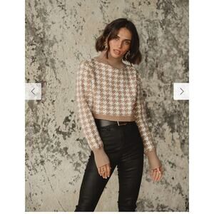 Jamie Beige Houndstooth Sweater